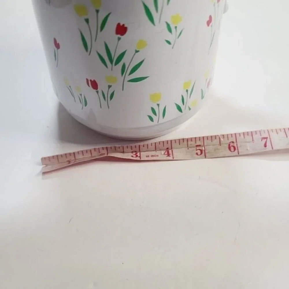 Vintage 80s Phoenix Insulated Thermal Carafate White Floral Tulip with Lid
